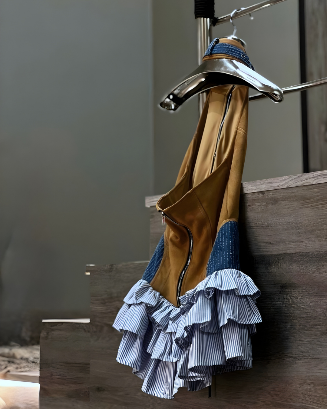 Ruffle Faux Suede Mini Dress