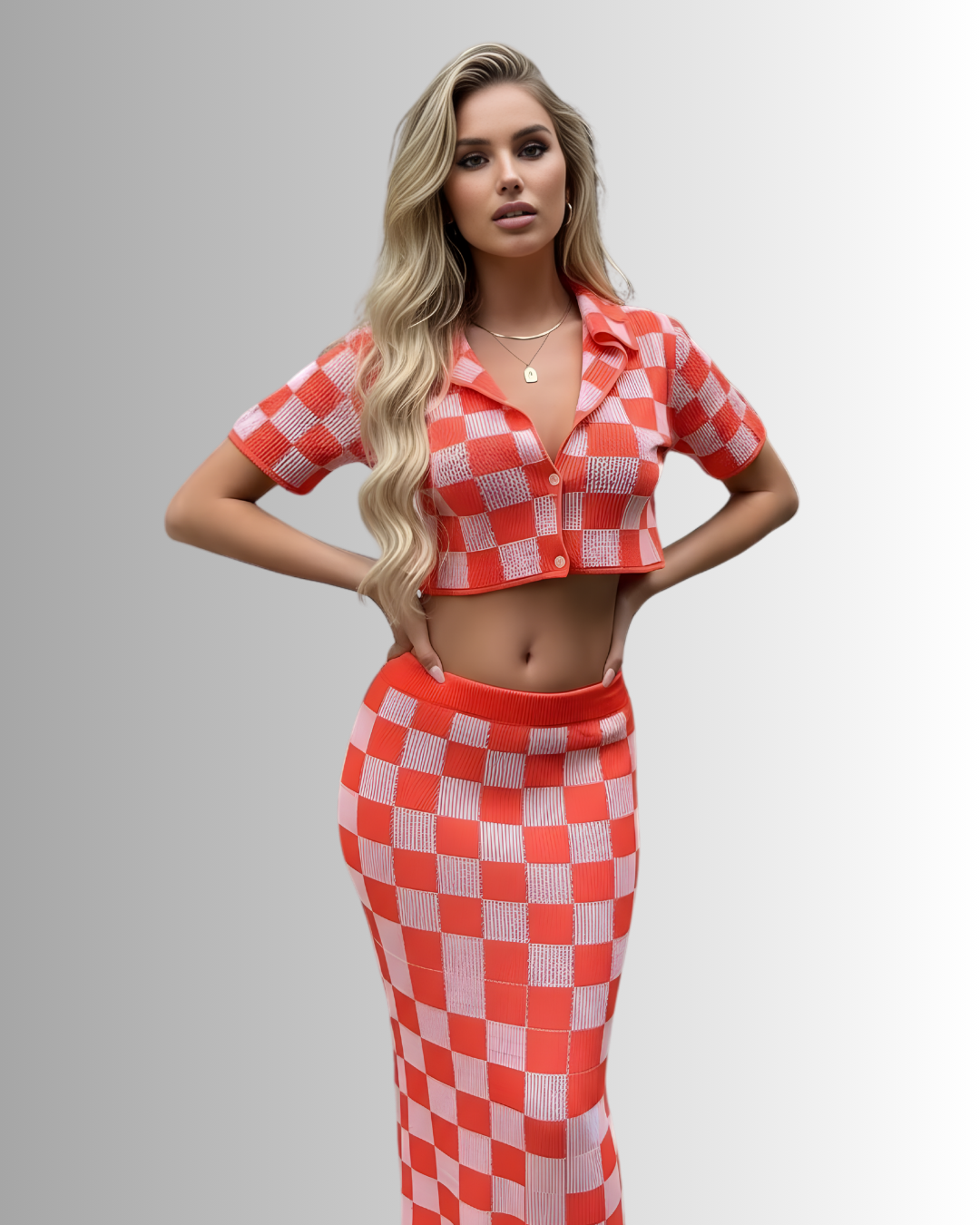 Checkmate Knit Skirt Set