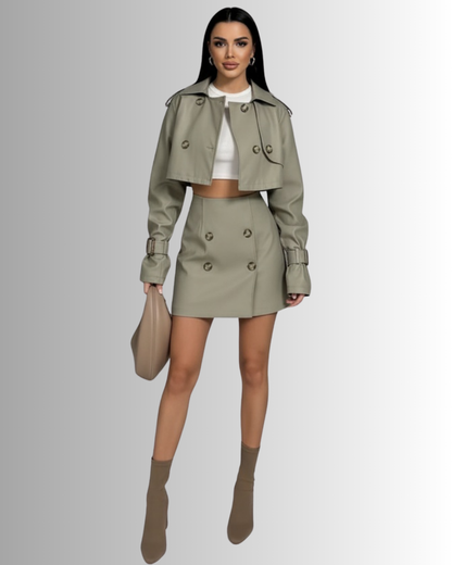 Kari Khaki Skirt Set