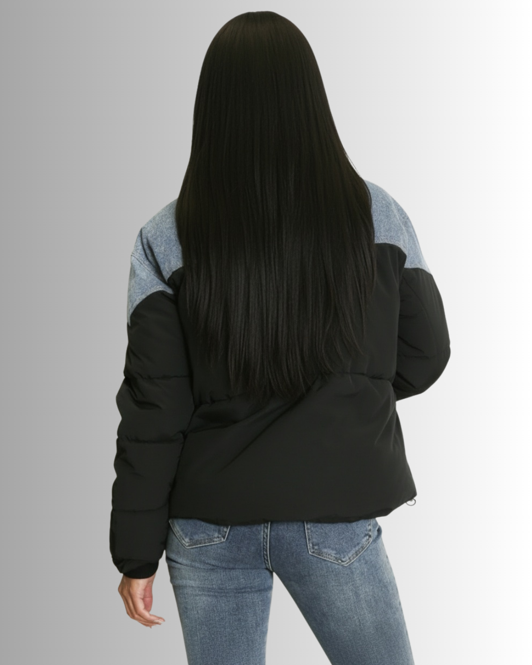 Denim Puff Coat Black