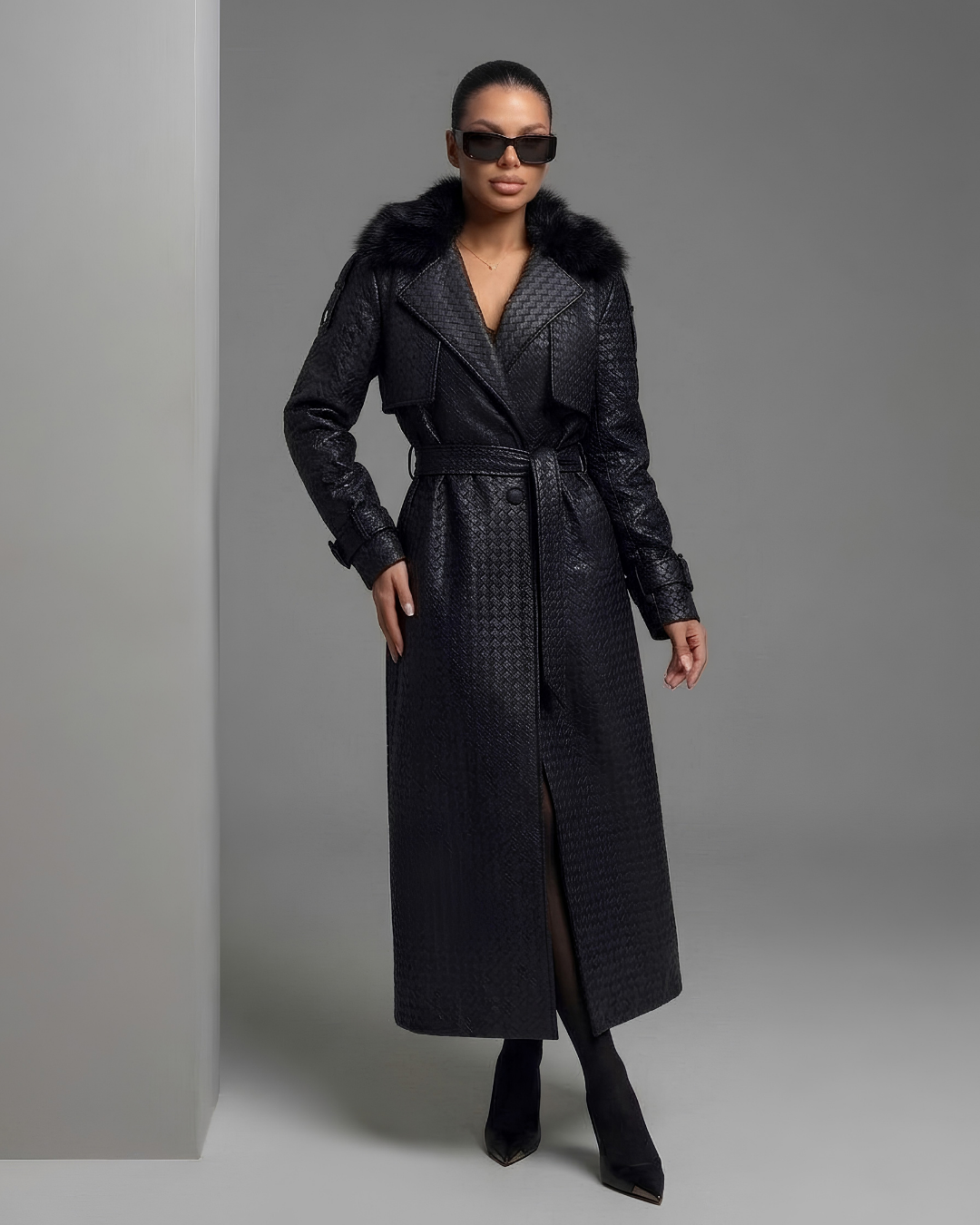 Luxe Basketweave Trench