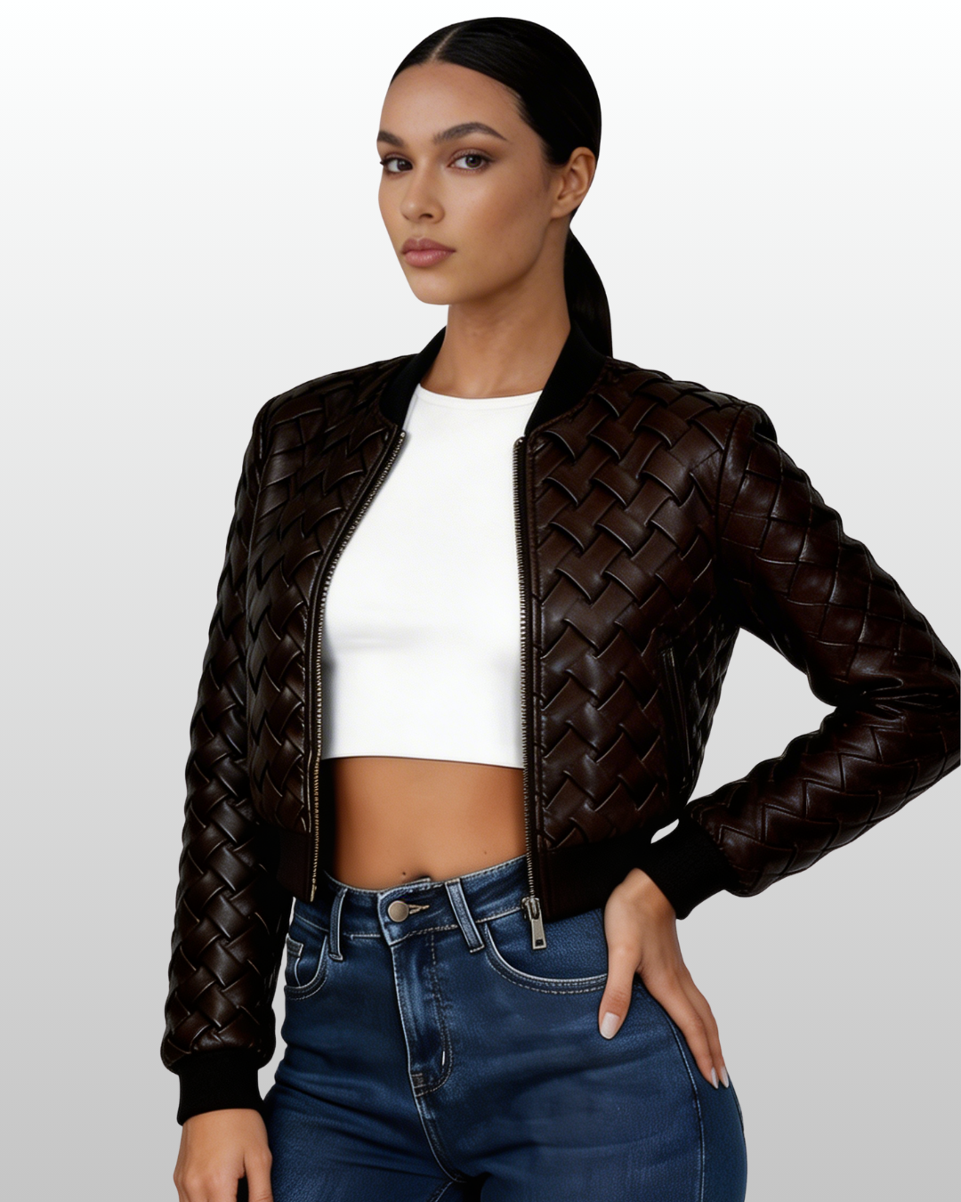 Basketweave Vegan Bomber