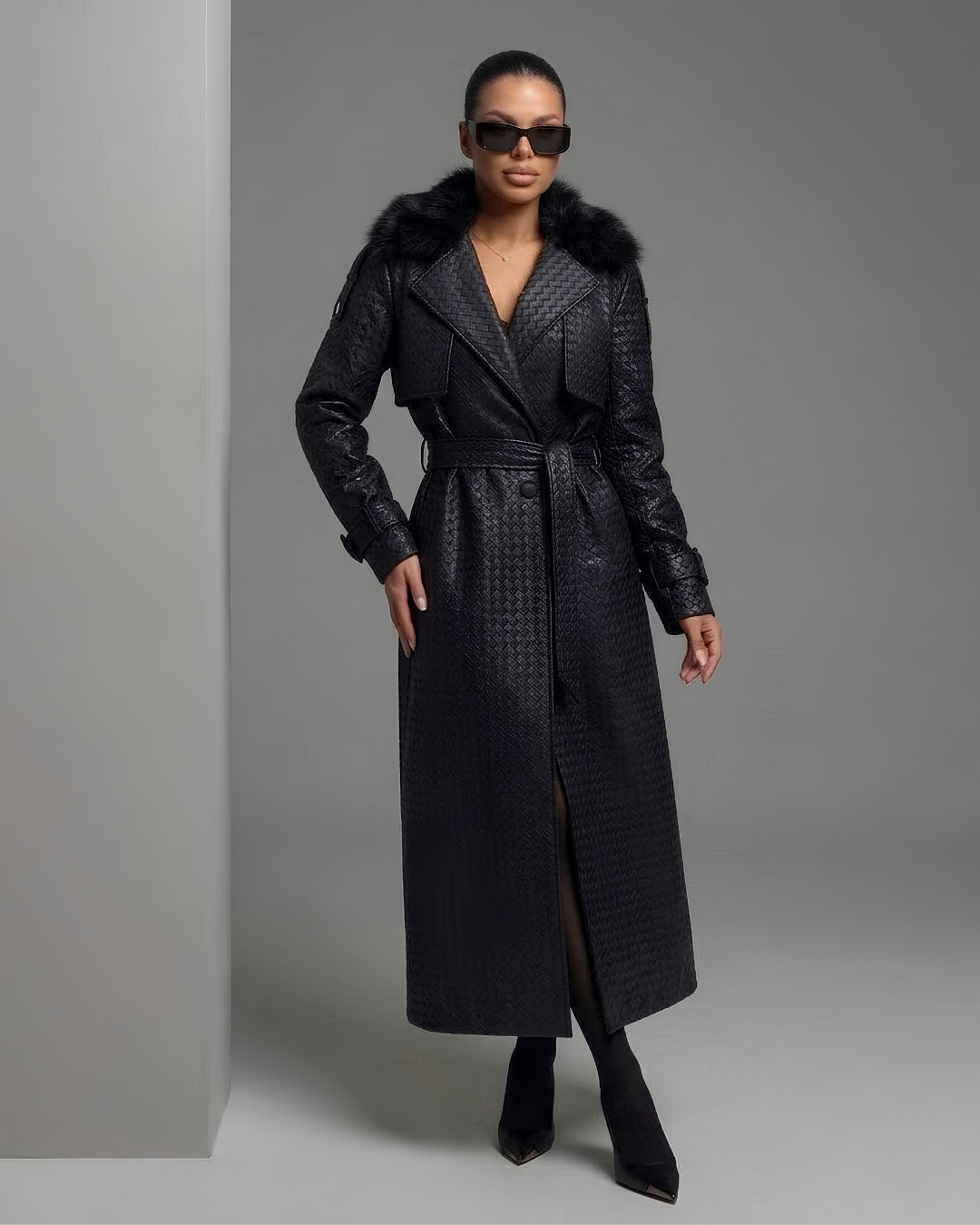 Luxe Basketweave Trench