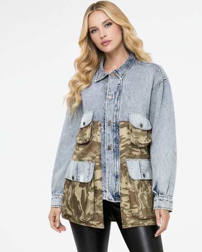 Denim Cargo Camo Jacket