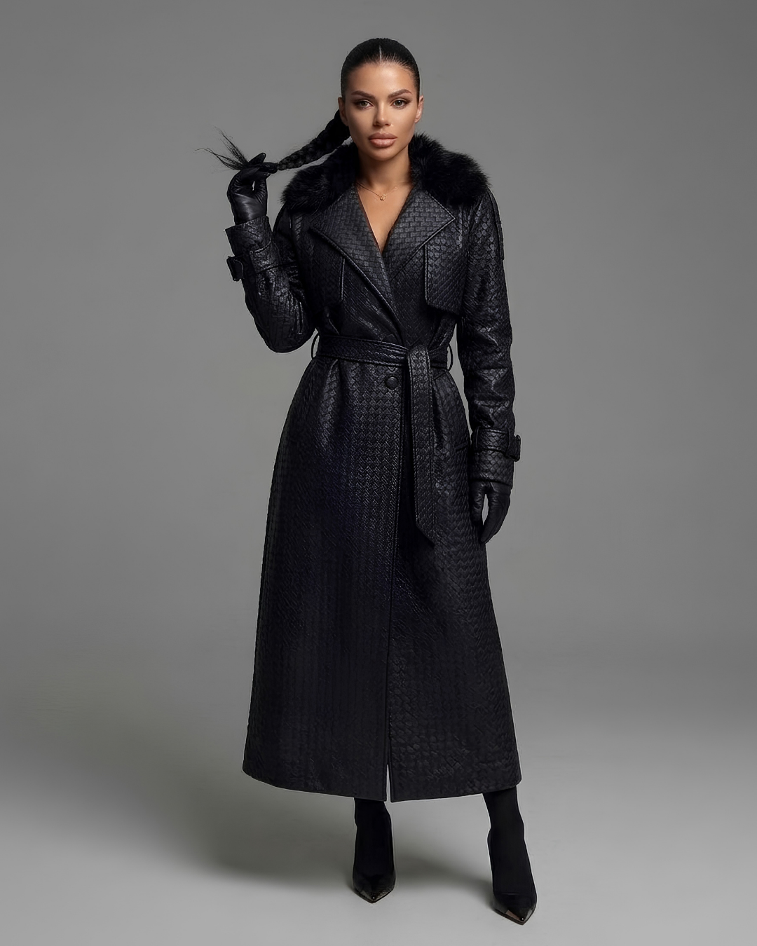Luxe Basketweave Trench