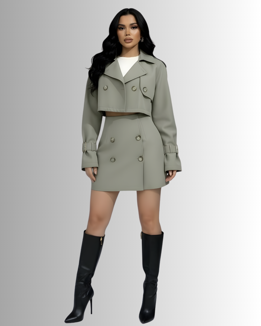 Kari Khaki Skirt Set