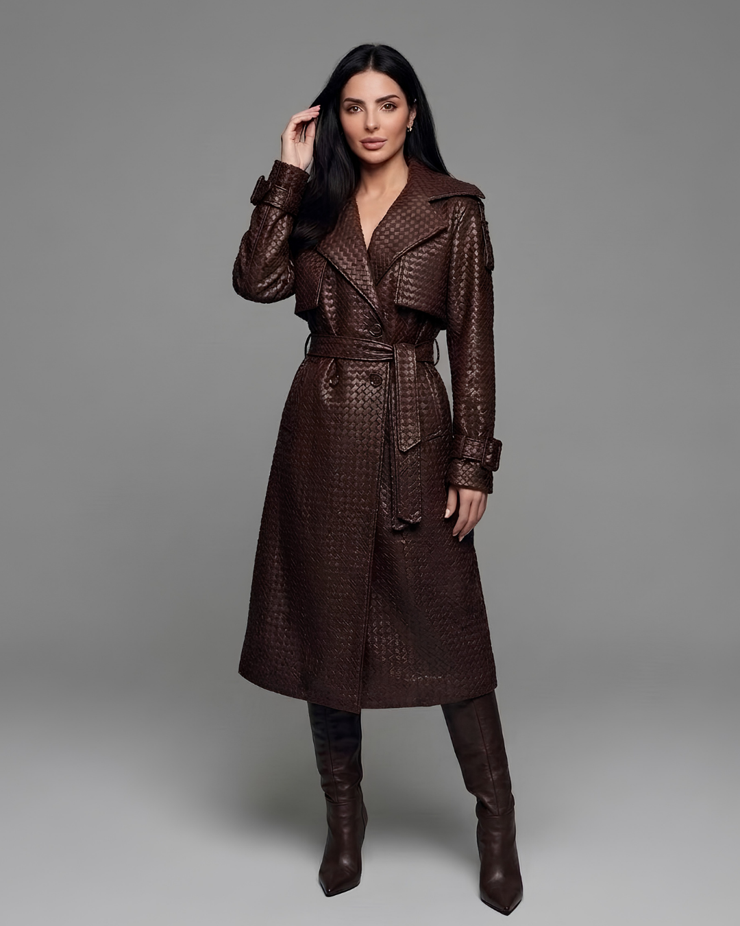 Luxe Basketweave Trench