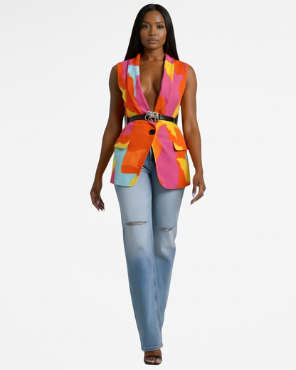 Fiesta Pink Printed Vest