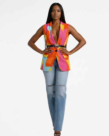 Fiesta Pink Printed Vest