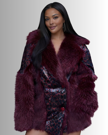 Abby Faux Fur Sequin Coat
