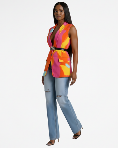 Fiesta Pink Printed Vest